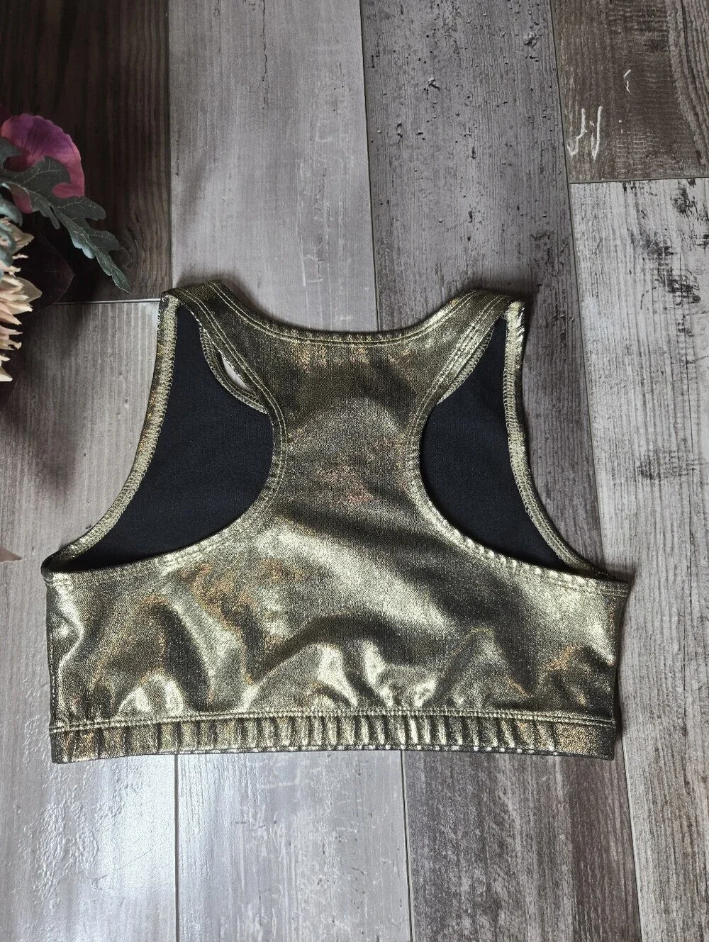 Justice Girls Metallic Cropped Gold Tank Top Size 12 NWOT